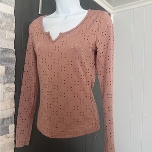 Women's Tan Long Sleeve Top